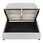 Lit plateforme moderne pleine grandeur Luxystar en polaire pelucheuse avec système de rangement hydraulique
