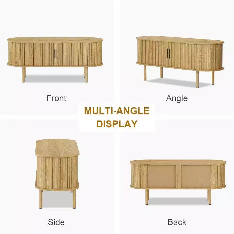 Meuble TV Acekool 120 cm, Meuble TV Moderne avec Portes Coulissantes et Rangement, pour Salon, Chambre