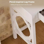 Table de maquillage GDFStudio Hailey avec miroir réversible, tabouret en similicuir et 5 tiroirs