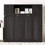 Lit escamotable pleine grandeur Whisen avec armoires de rangement