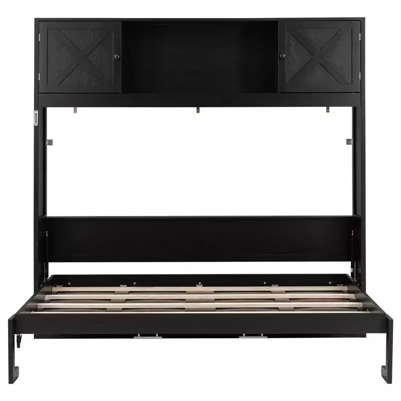 Lit escamotable pleine grandeur Whisen avec armoires de rangement
