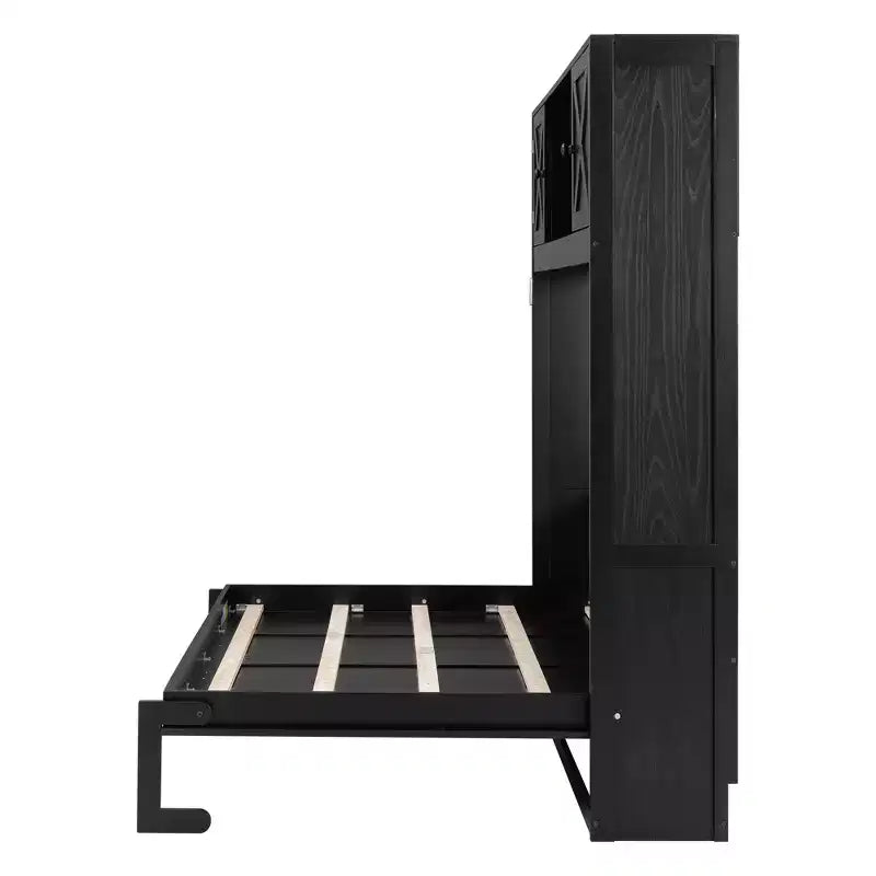 Lit escamotable pleine grandeur Whisen avec armoires de rangement