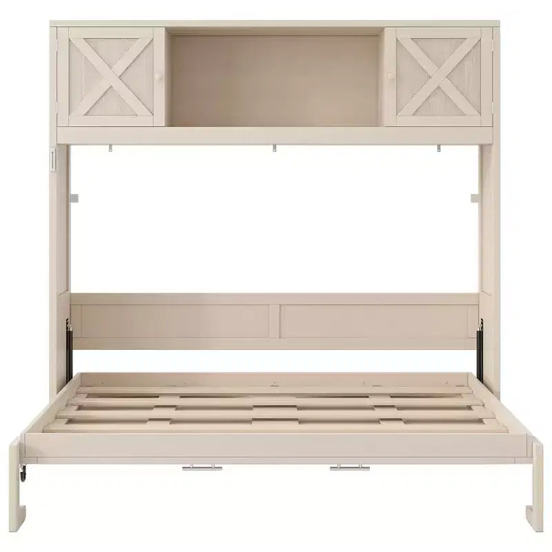 Lit escamotable pleine grandeur Whisen avec armoires de rangement