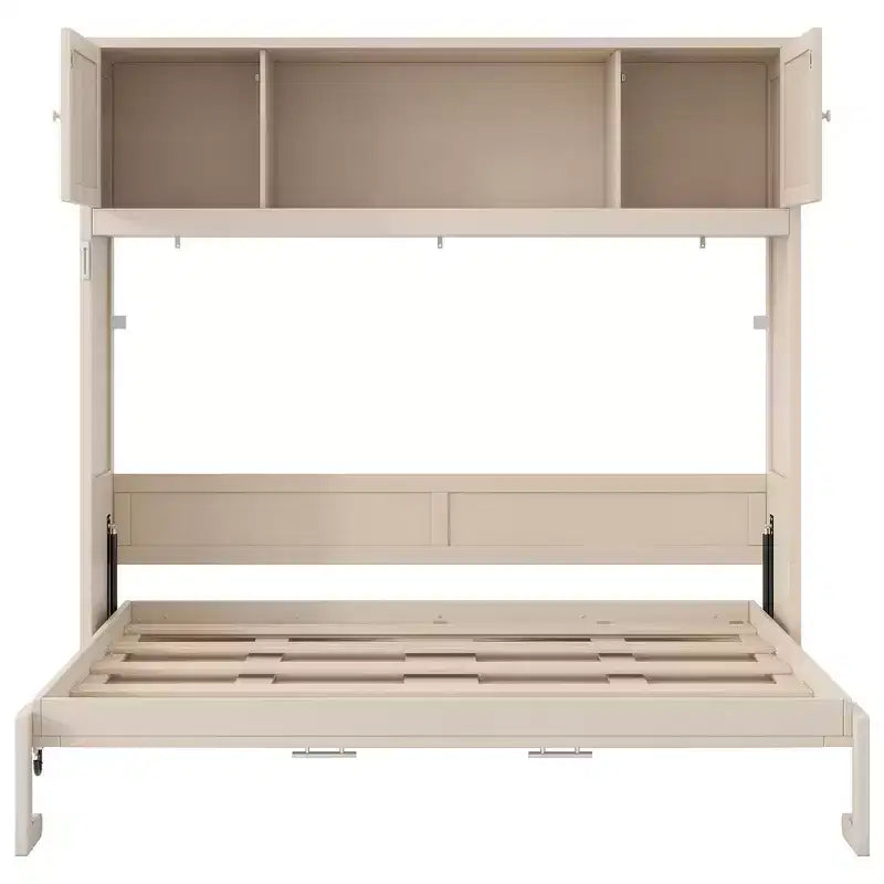 Lit escamotable pleine grandeur Whisen avec armoires de rangement