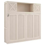Lit escamotable pleine grandeur Whisen avec armoires de rangement