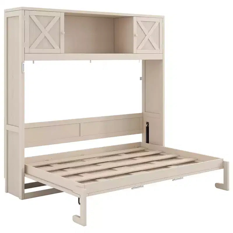 Lit escamotable pleine grandeur Whisen avec armoires de rangement