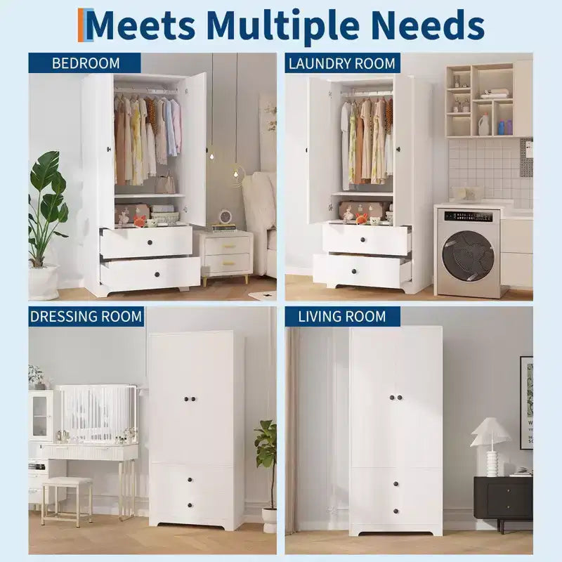 COZONY Armoire de rangement à 2 portes, buffet/bahut en MDF à panneau plat pour chambre, salle à manger et maison
