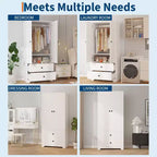 COZONY Armoire de rangement à 2 portes, buffet/bahut en MDF à panneau plat pour chambre, salle à manger et maison