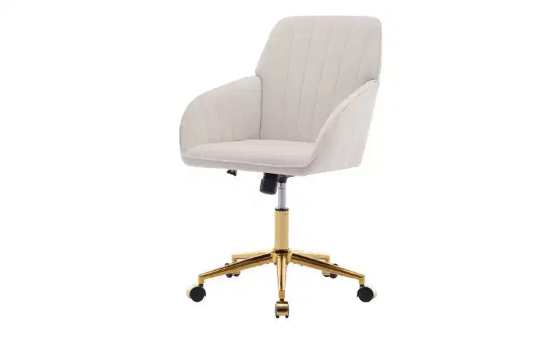 TUYOHW Chaise de bureau ergonomique de luxe, chaise de bureau à domicile en velours avec base en métal plaqué or, chaise pivotante réglable