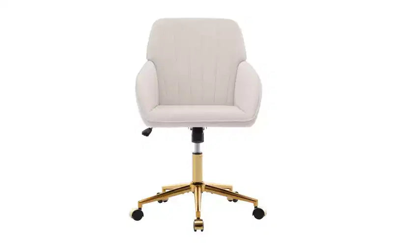 TUYOHW Chaise de bureau ergonomique de luxe, chaise de bureau à domicile en velours avec base en métal plaqué or, chaise pivotante réglable