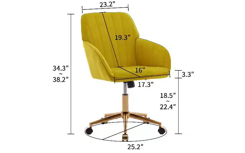 TUYOHW Chaise de bureau ergonomique de luxe, chaise de bureau à domicile en velours avec base en métal plaqué or, chaise pivotante réglable