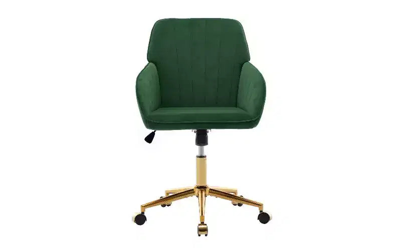 TUYOHW Chaise de bureau ergonomique de luxe, chaise de bureau à domicile en velours avec base en métal plaqué or, chaise pivotante réglable