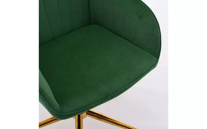 TUYOHW Chaise de bureau ergonomique de luxe, chaise de bureau à domicile en velours avec base en métal plaqué or, chaise pivotante réglable