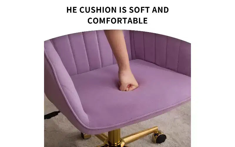 TUYOHW Chaise de bureau ergonomique de luxe, chaise de bureau à domicile en velours avec base en métal plaqué or, chaise pivotante réglable