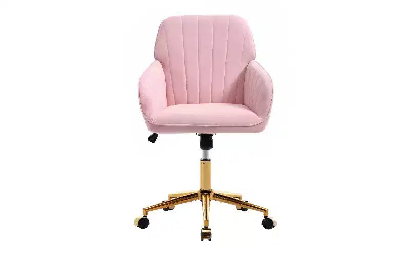 TUYOHW Chaise de bureau ergonomique de luxe, chaise de bureau à domicile en velours avec base en métal plaqué or, chaise pivotante réglable