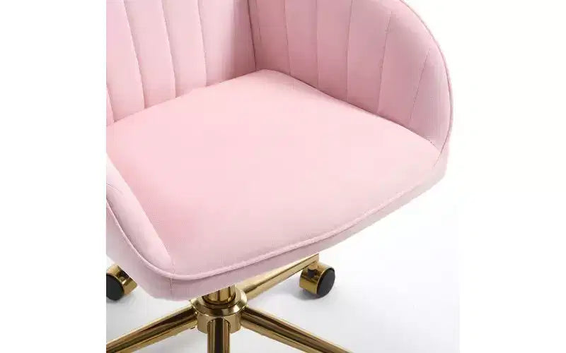 TUYOHW Chaise de bureau ergonomique de luxe, chaise de bureau à domicile en velours avec base en métal plaqué or, chaise pivotante réglable