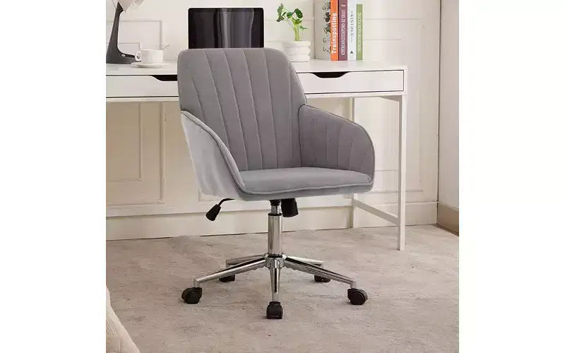 TUYOHW Chaise de bureau ergonomique de luxe, chaise de bureau à domicile en velours avec base en métal plaqué or, chaise pivotante réglable