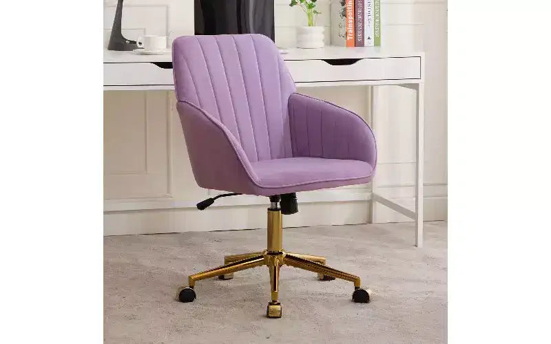 TUYOHW Chaise de bureau ergonomique de luxe, chaise de bureau à domicile en velours avec base en métal plaqué or, chaise pivotante réglable