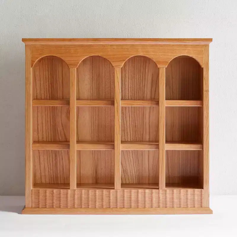 Meuble de Rangement Vintage en Merisier Massif, Étagères de Comptoir de Cuisine avec Casiers Arches pour Épices ou Tasses à Thé - Panipeachy
