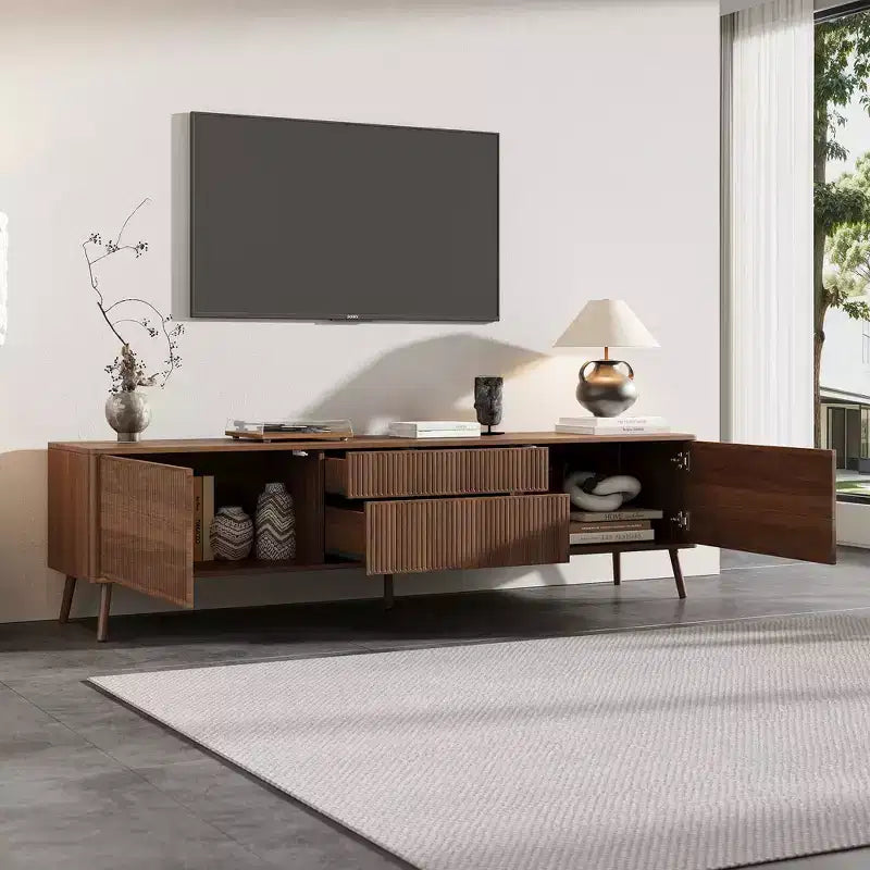 JVNOXK Meuble TV moderne de 178 cm avec rangements, compatible avec les télévisions jusqu'à 80 pouces, idéal pour les salons
