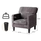 Fauteuil de lecture moderne Okak avec accoudoirs et dossier, chaise confortable avec cadre en bois, chaise de salon pour salle d'attente, salle de réception