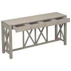 TUYOHW 60 Table Console en Bois d'Acacia avec 4 Tiroirs, Table d'Entrée de Ferme avec Pieds en X, Table d'Appoint Fine pour Salon, Cuisine, Couloir