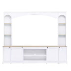 Meuble TV Whisen 91, meuble de rangement mural arqué, meuble TV de style ferme avec étagères, grain de bois pour téléviseurs jusqu'à 70 pouces