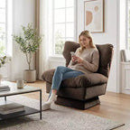 Fauteuil pivotant à 360° - Fauteuil de lecture moderne avec coussin épais et tissu chenille douillet | Fauteuil rembourré pour salon, chambre à coucher