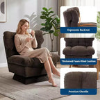 Fauteuil pivotant à 360° - Fauteuil de lecture moderne avec coussin épais et tissu chenille douillet | Fauteuil rembourré pour salon, chambre à coucher