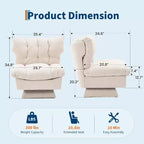 Fauteuil pivotant à 360° - Fauteuil de lecture moderne avec coussin épais et tissu chenille douillet | Fauteuil rembourré pour salon, chambre à coucher