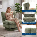 Fauteuil pivotant à 360° - Fauteuil de lecture moderne avec coussin épais et tissu chenille douillet | Fauteuil rembourré pour salon, chambre à coucher