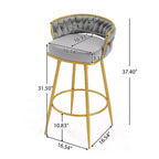 TUYOHW Lot de 2 tabourets de bar pivotants de 80 cm, tabourets de bar de luxe avec base en métal doré et dossier tressé à la main, capacité de 130 kg