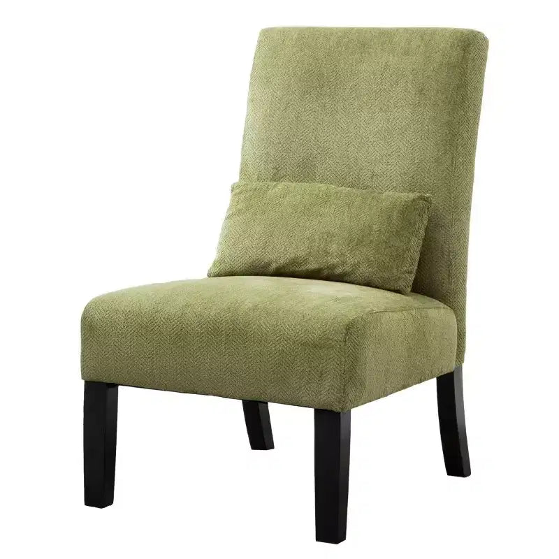 Fauteuil d'appoint moderne sans accoudoirs en tissu chenille avec oreiller, pieds en bois massif, chaise d'appoint à assise profonde pour le salon, la chambre ou le bureau - Panipeachy