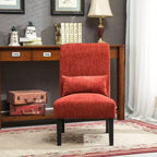 Fauteuil d'appoint moderne sans accoudoirs en tissu chenille avec oreiller, pieds en bois massif, chaise d'appoint à assise profonde pour le salon, la chambre ou le bureau - Panipeachy