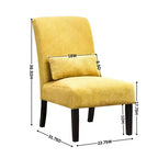 Fauteuil d'appoint moderne sans accoudoirs en tissu chenille avec oreiller, pieds en bois massif, chaise d'appoint à assise profonde pour le salon, la chambre ou le bureau - Panipeachy