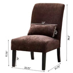Fauteuil d'appoint moderne sans accoudoirs en tissu chenille avec oreiller, pieds en bois massif, chaise d'appoint à assise profonde pour le salon, la chambre ou le bureau - Panipeachy