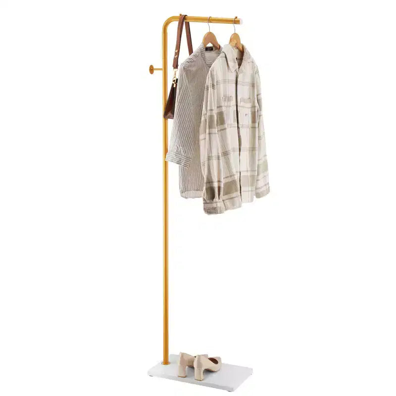Coat Rack Freestanding with Quartz Stone Base and 3 Round Hooks
