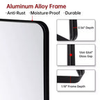 SUMERAIN Miroir de salle de bain, 40x30 avec cadre noir, Verre trempé pour entrée, salon