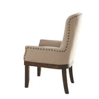 Chaise de salle à manger Landon Arm Salvage Brown - Acme Furniture : revêtement en lin, garniture cloutée, cadre en bois