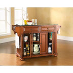 Crosley Alexandria Îlot de cuisine avec plateau en granit noir - Bois et Cerisier : Cadre en bois dur, porte-serviettes, 6 étagères, 2 tiroirs