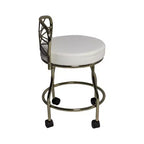 Banc de coiffeuse Carolina Living Diana X avec roulettes doré : similicuir élégant, cadre en métal, forme ronde