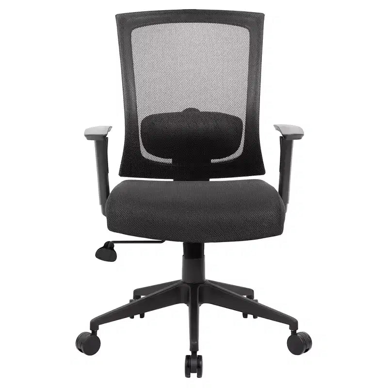 Chaise de bureau Boss Office Products dossier en maille noire : Ergonomique, accoudoirs réglables, pivotante, piètement nylon