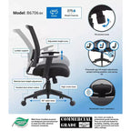 Chaise de bureau Boss Office Products dossier en maille noire : Ergonomique, accoudoirs réglables, pivotante, piètement nylon