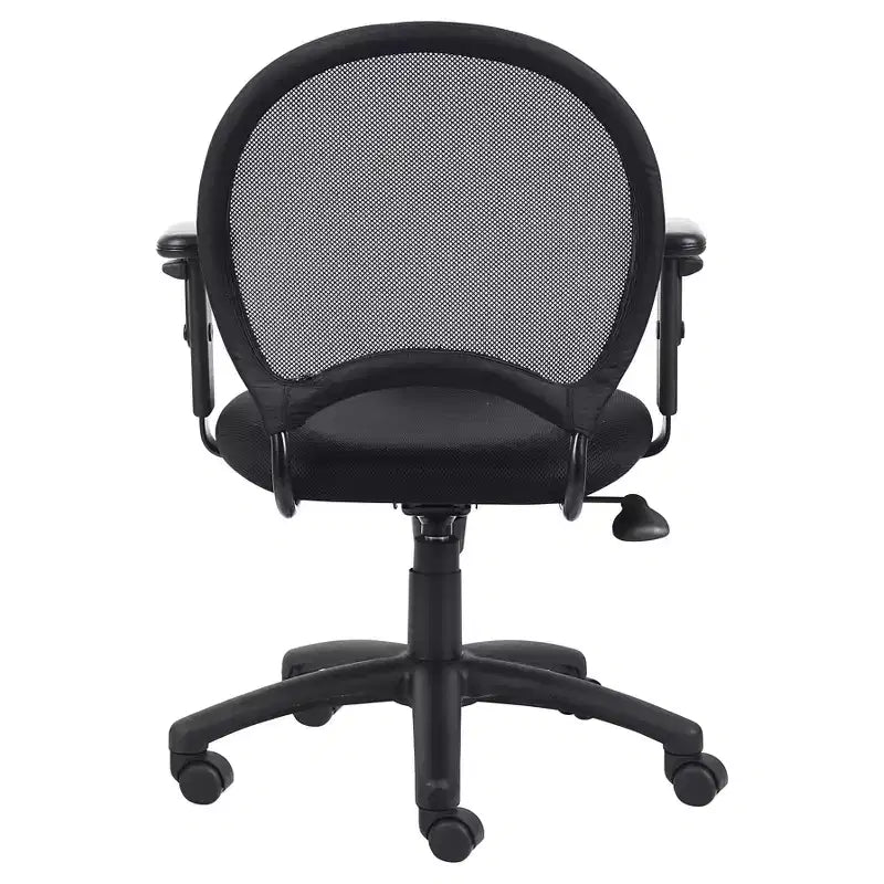 Chaise en maille à bras réglables noire - Boss Office Products : Ergonomique, pivotante, piètement nylon, capacité de 125 kg