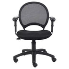Chaise en maille à bras réglables noire - Boss Office Products : Ergonomique, pivotante, piètement nylon, capacité de 125 kg