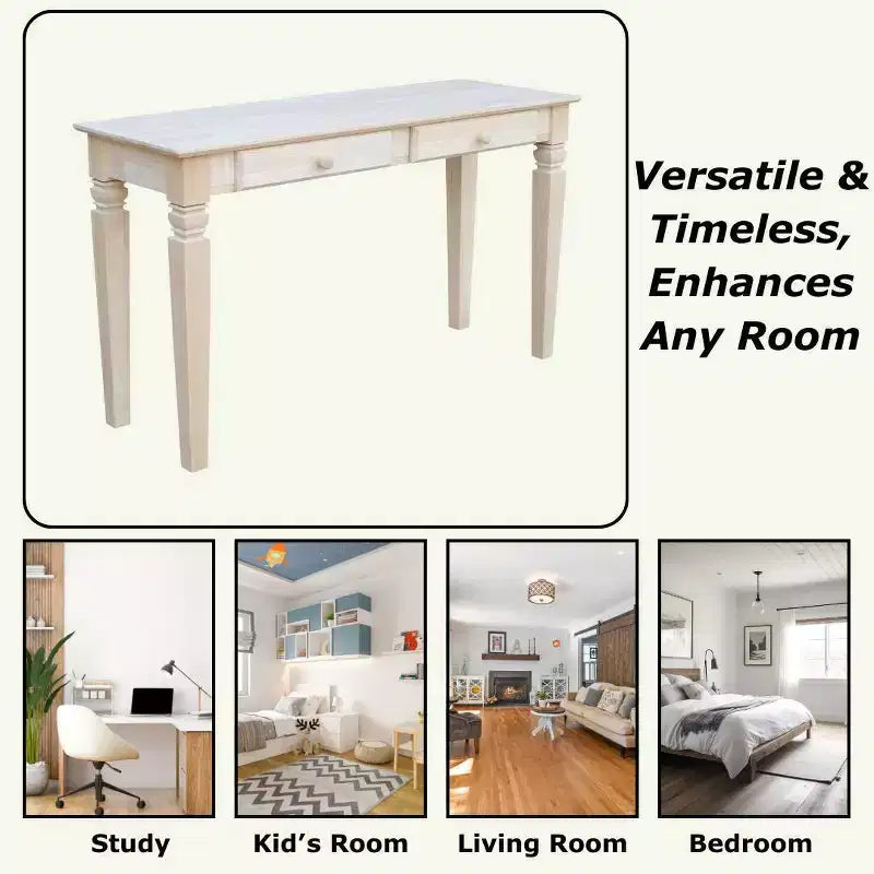 Table Console Java avec 2 Tiroirs Non Finie - International Concepts