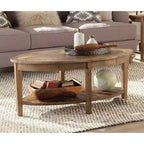 Table basse ovale Alaterre Revive de 122 cm avec étagère de rangement pour la décoration du salon, Naturel