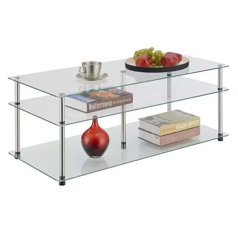Table Basse Classique à 3 Niveaux en Verre Transparent - Breighton Home
