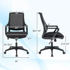 Costway Chaise de Bureau Ergonomique Hauteur Réglable avec Accoudoirs et Dossier en Maille Respirante