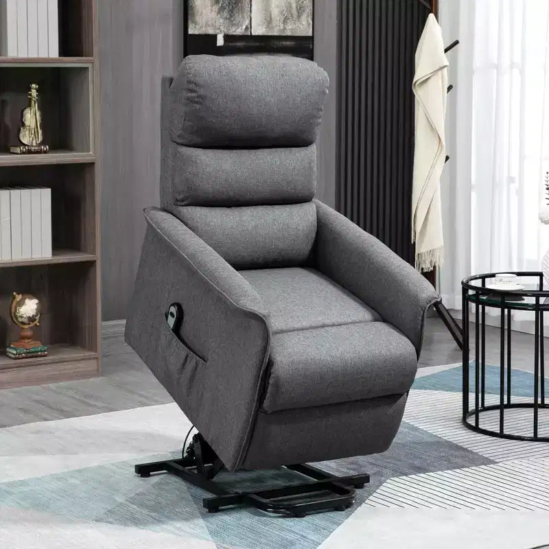 Fauteuil inclinable releveur électrique HOMCOM pour personnes âgées avec télécommande, revêtement en tissu de lin